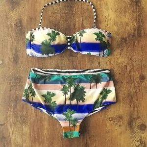 Salinas Brazilian Strapless Bikini Tropical Print